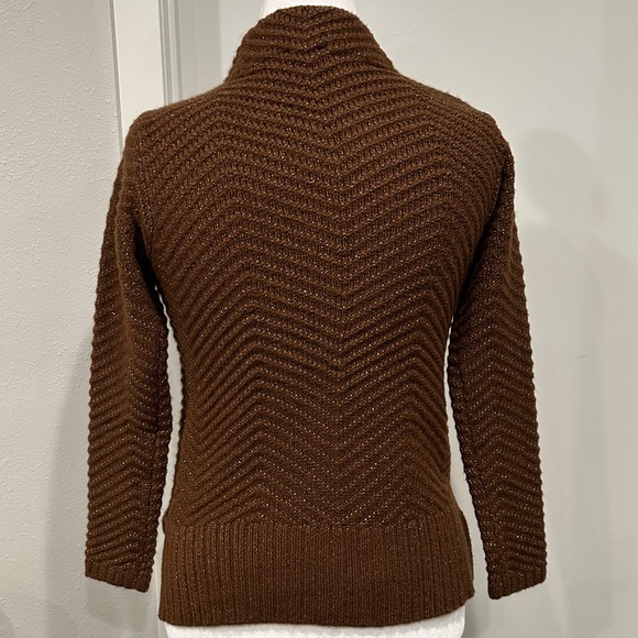 Talbots Wool Blend Mock Turtleneck Sweater • Brown Metallic • Size M - Picture 3 of 6